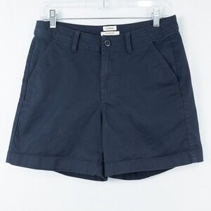 LL‎ Bean Favorite Fit Lakewashed Chino Shorts Womens 8 Cotton Navy Blue Nautical